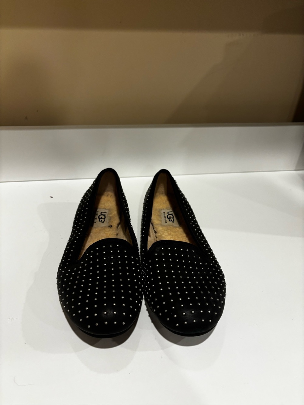 UGG Black Studded Suede Slip-On Flats